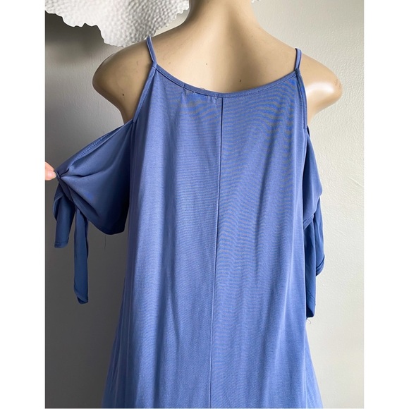 AQUA Cold Shoulder Modal Jersey Knit Soft Tee Dress Skater Fit & Flare Aline S - Picture 7 of 8